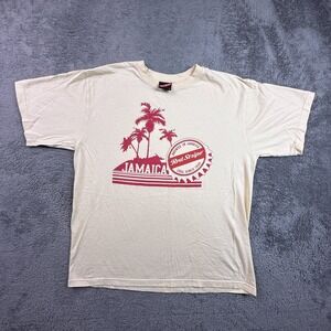 Red Stripe Beer Jamaica Mens XL Short Sleeve Tee Shirt Graphic Palm Trees